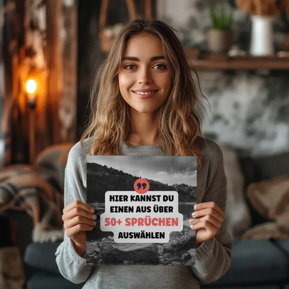 Fotoboard Schwarz Weiß See Fotokachel Mit Spruch oder Wunschtext