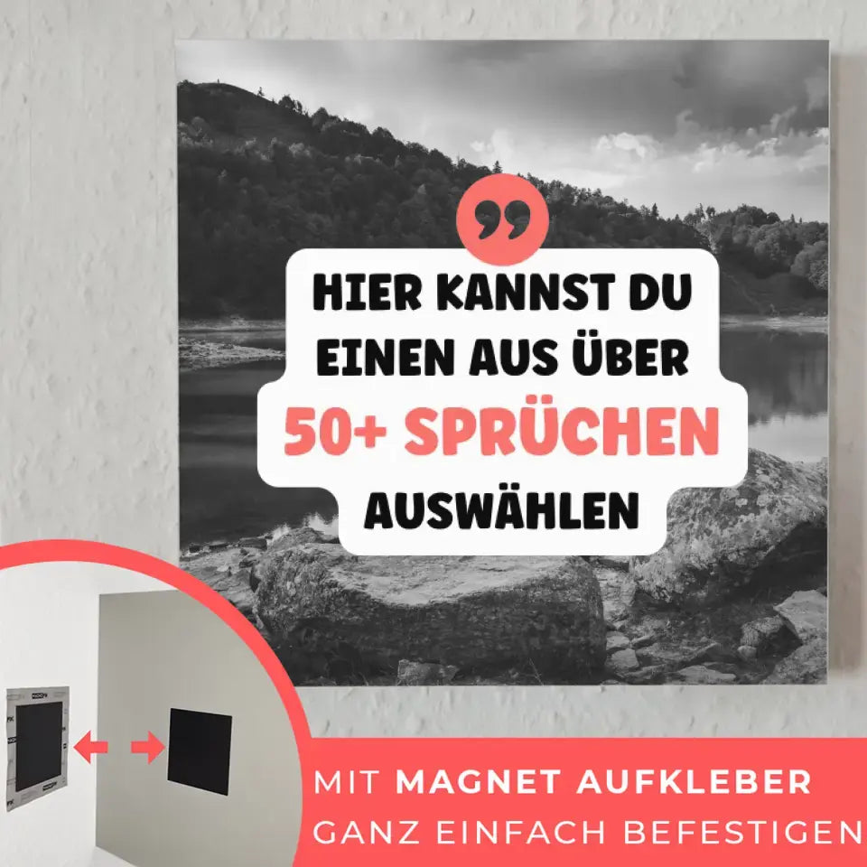 Fotoboard Schwarz Weiß See Fotokachel Mit Spruch oder Wunschtext