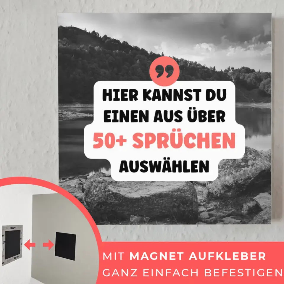Fotoboard Schwarz Weiß See Fotokachel Mit Spruch oder Wunschtext
