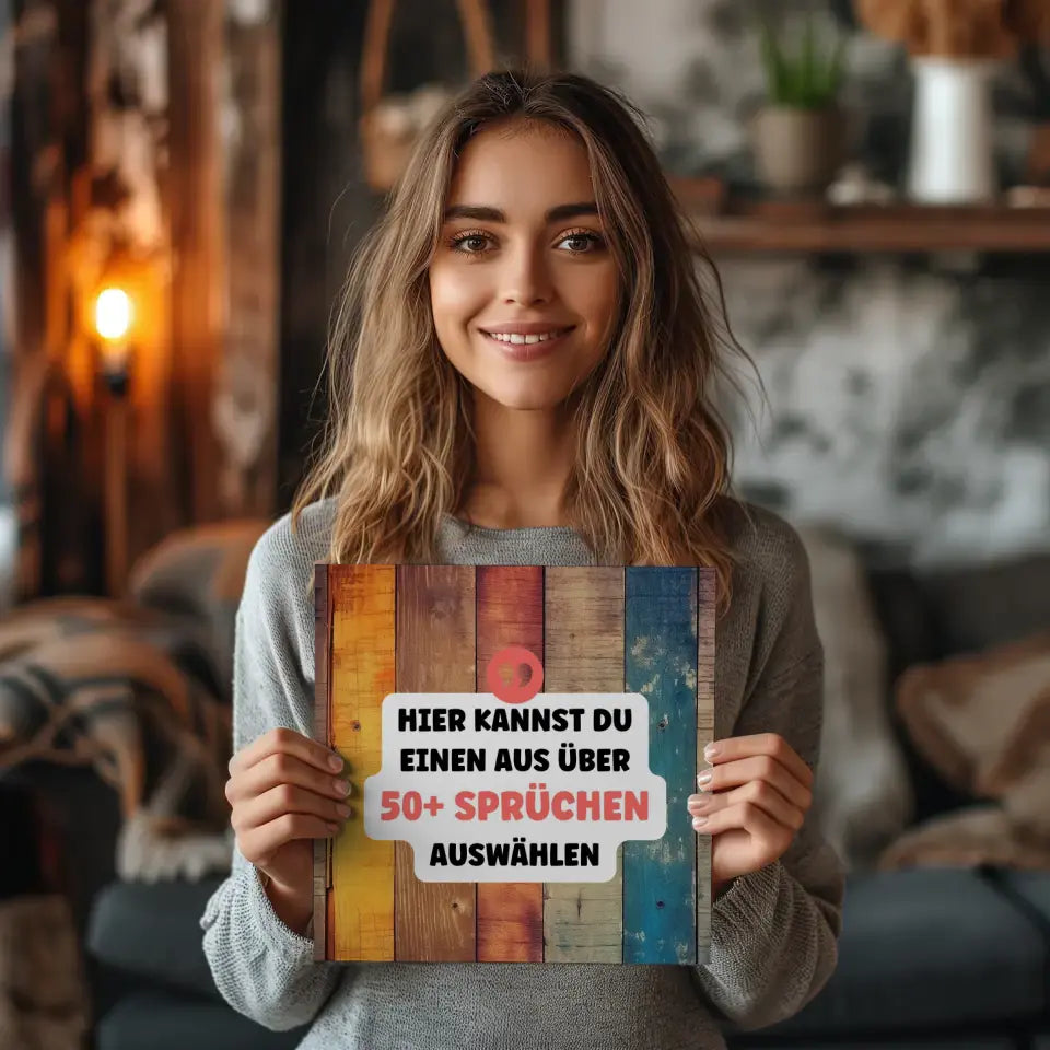 Fotoboard Vintage Holz Fotokachel Mit Spruch oder Wunschtext