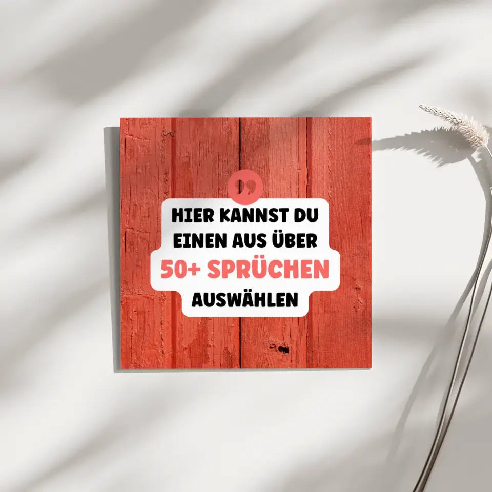 Fotoboard Rotes Holz Fotokachel Mit Spruch oder Wunschtext