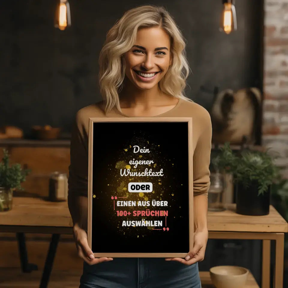 Personalisiertes Poster goldener Sternenhimmel mit Wunschtext & Hintergründen