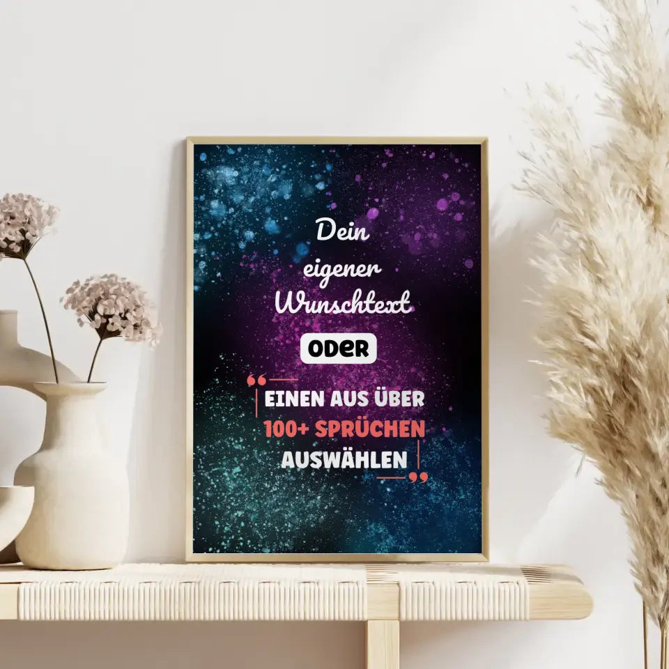 Personalisiertes Poster bunter Sternenhimmel mit Wunschtext & Hintergründen