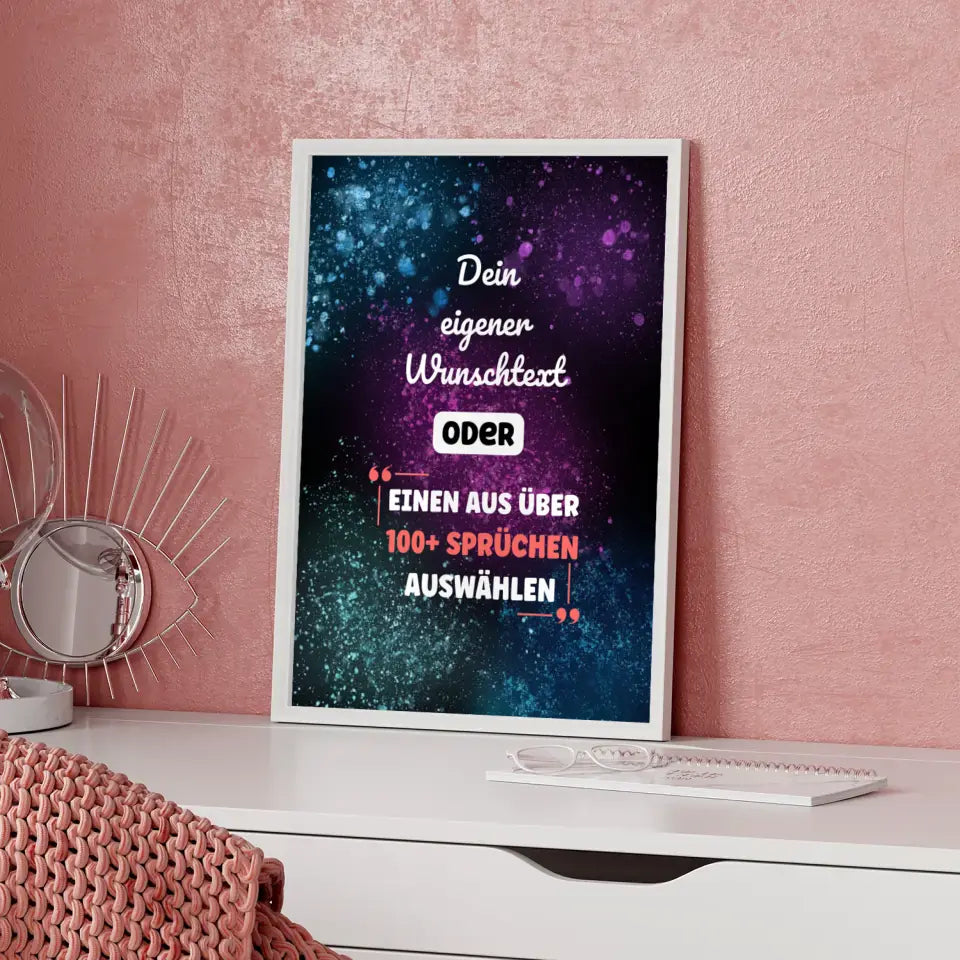 Personalisiertes Poster bunter Sternenhimmel mit Wunschtext & Hintergründen