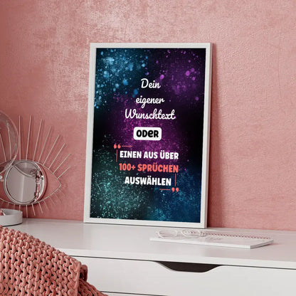Personalisiertes Poster bunter Sternenhimmel mit Wunschtext & Hintergründen