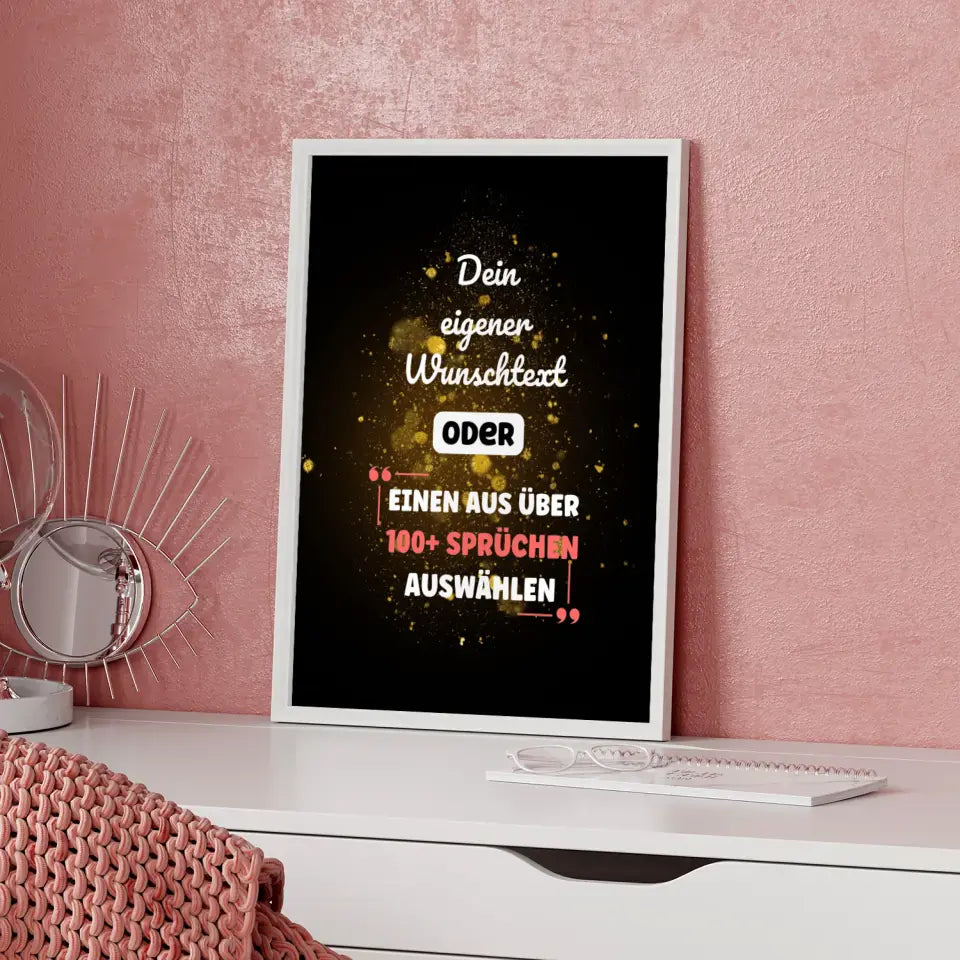 Personalisiertes Poster goldener Sternenhimmel mit Wunschtext & Hintergründen