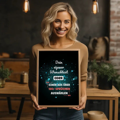 Personalisiertes Poster Sternenhimmel blau mit Wunschtext & Hintergründen