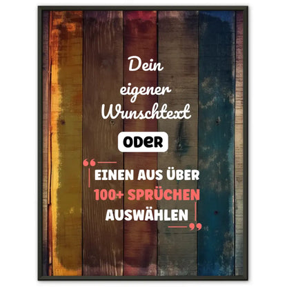 Personalisiertes Poster buntes Holz mit Wunschtext & Hintergründen