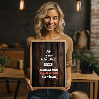 Personalisiertes Poster Holz dunkel mit Wunschtext & Hintergründen