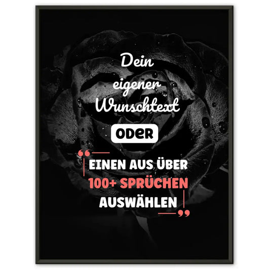 Personalisiertes Poster Schwarze Rose mit Wunschtext & Hintergründen