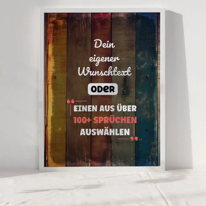Personalisiertes Poster buntes Holz mit Wunschtext & Hintergründen