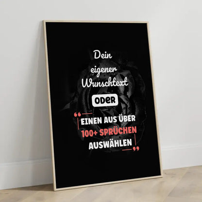 Personalisiertes Poster Black Rose mit Wunschtext & Hintergründen