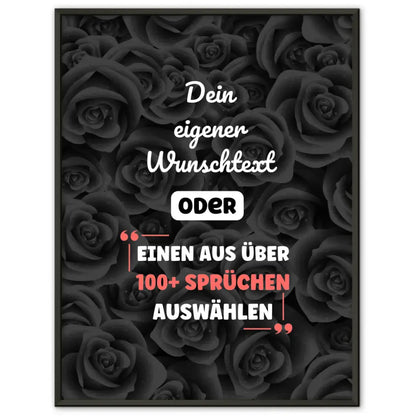 Personalisiertes Poster Schwarze Rosen mit Wunschtext & Hintergründen