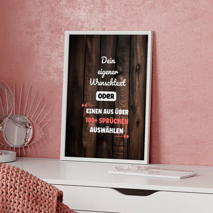 Personalisiertes Poster Holz dunkel mit Wunschtext & Hintergründen