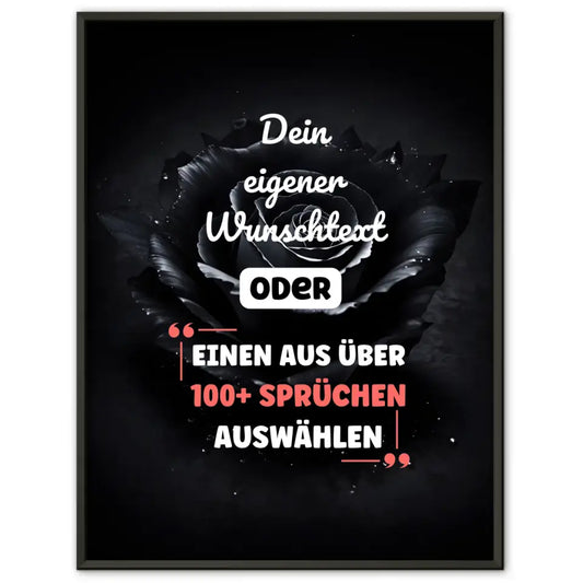 Personalisiertes Poster elegant schwarze Rose mit Wunschtext & Hintergründen