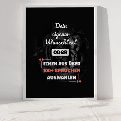 Personalisiertes Poster Black Rose mit Wunschtext & Hintergründen