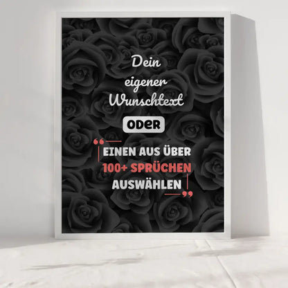 Personalisiertes Poster Schwarze Rosen mit Wunschtext & Hintergründen