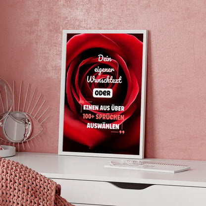 Personalisiertes Poster rote Rose mit Wunschtext & Hintergründen