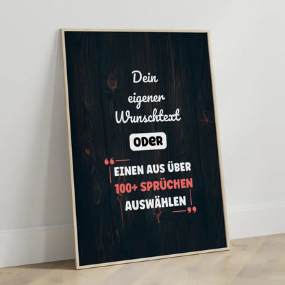 Personalisiertes Poster dunkles Holz mit Wunschtext & Hintergründen