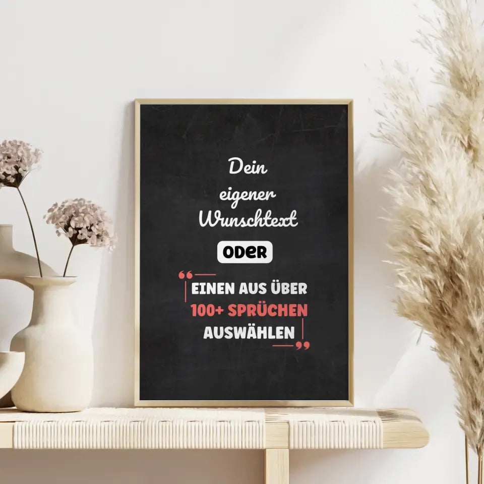 Personalisiertes Poster dunkler Stein mit Wunschtext & Hintergründen