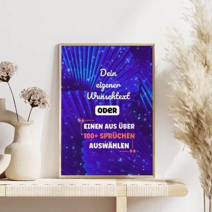 Personalisiertes Poster blaue Muscheln mit Wunschtext & Hintergründen