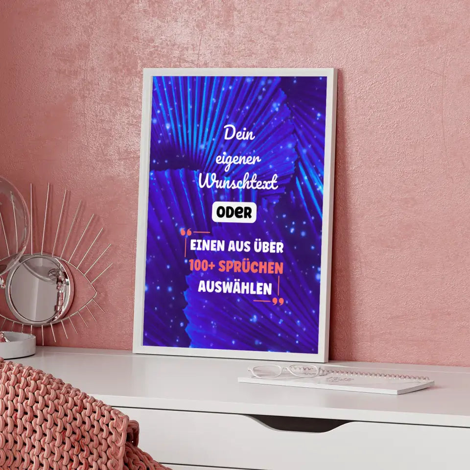 Personalisiertes Poster blaue Muscheln mit Wunschtext & Hintergründen