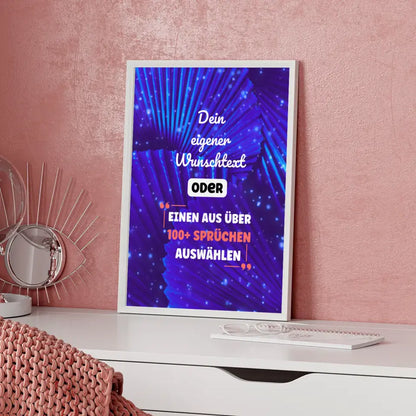 Personalisiertes Poster blaue Muscheln mit Wunschtext & Hintergründen