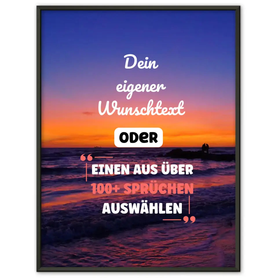 Personalisiertes Poster Sonnenuntergang am Strand mit Wunschtext & Hintergründen