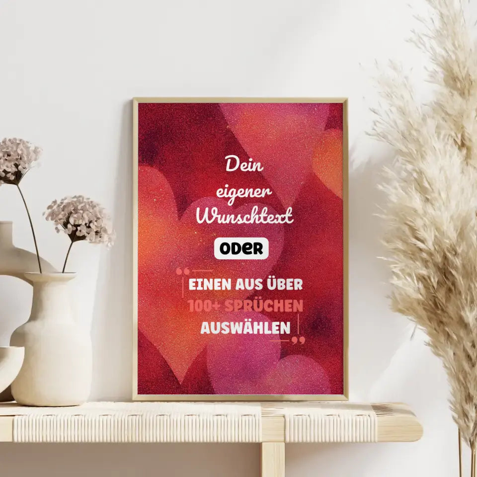 Personalisiertes Poster abstrakt Herzen mit Wunschtext & Hintergründen