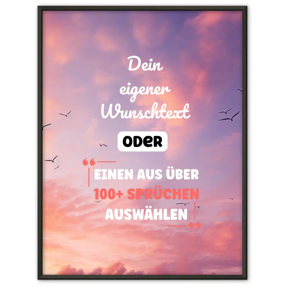 Personalisiertes Poster schöne Wolken mit Wunschtext & Hintergründen