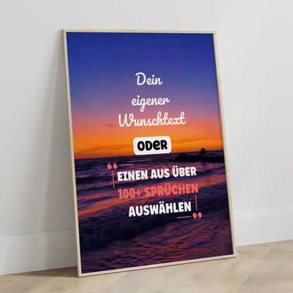 Personalisiertes Poster Sonnenuntergang am Strand mit Wunschtext & Hintergründen