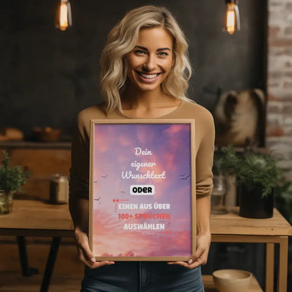 Personalisiertes Poster schöne Wolken mit Wunschtext & Hintergründen