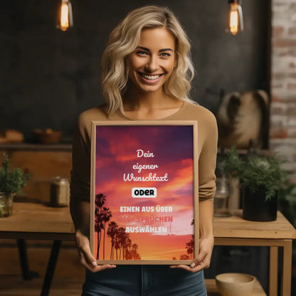 Personalisiertes Poster Sonnenuntergang Miami mit Wunschtext & Hintergründen