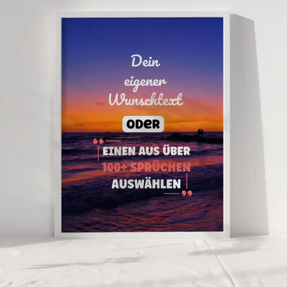 Personalisiertes Poster Sonnenuntergang am Strand mit Wunschtext & Hintergründen