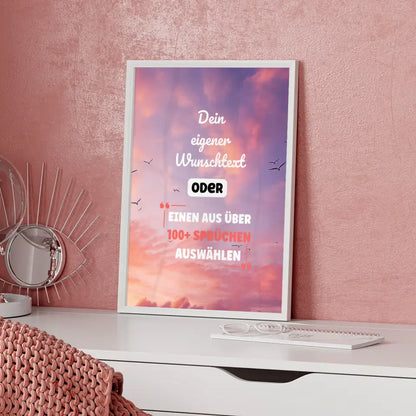Personalisiertes Poster schöne Wolken mit Wunschtext & Hintergründen