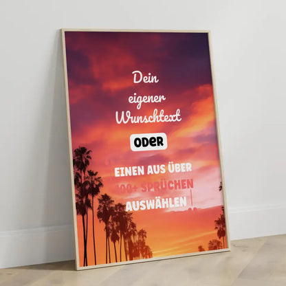 Personalisiertes Poster Sonnenuntergang Miami mit Wunschtext & Hintergründen