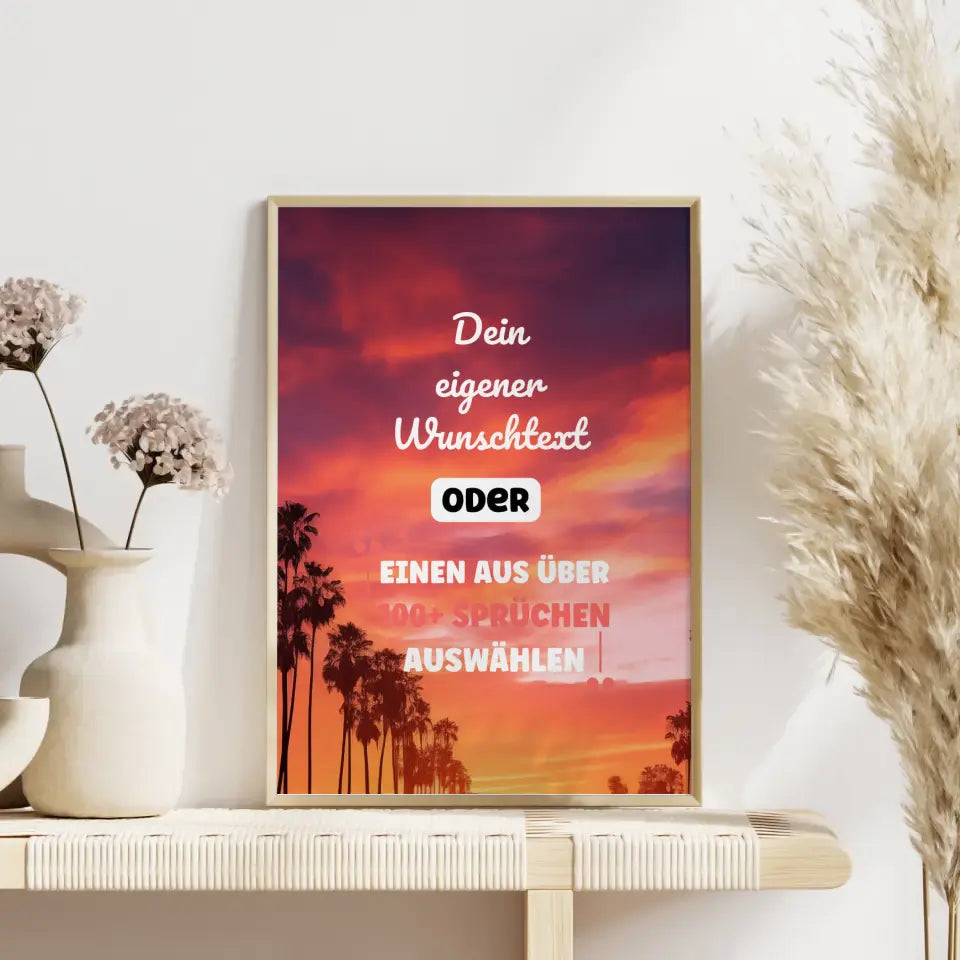 Personalisiertes Poster Sonnenuntergang Miami mit Wunschtext & Hintergründen