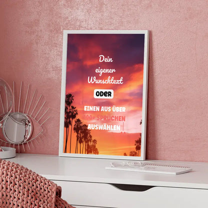 Personalisiertes Poster Sonnenuntergang Miami mit Wunschtext & Hintergründen