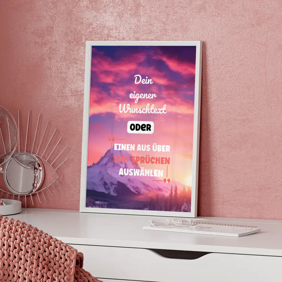 Personalisiertes Poster Sonnenuntergang Gletscher mit Wunschtext & Hintergründen