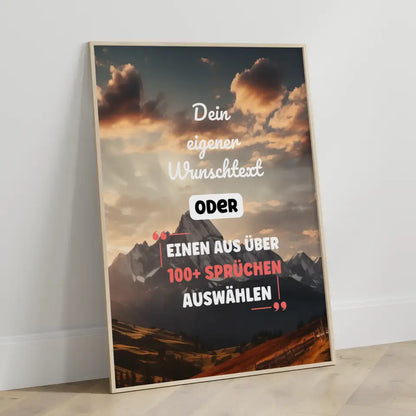 Personalisiertes Poster Sonnenuntergang Berge mit Wunschtext & Hintergründen