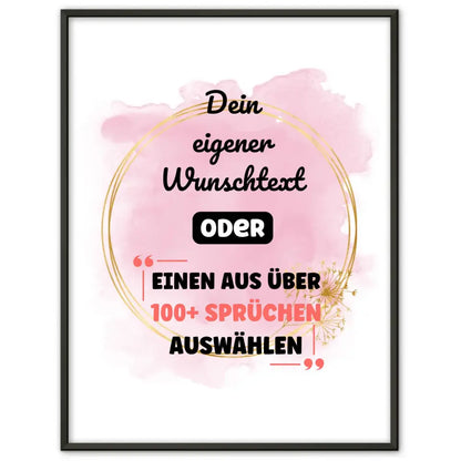 Personalisiertes Poster Wasserfarben Pink mit Wunschtext & Hintergründen