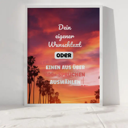 Personalisiertes Poster Sonnenuntergang Miami mit Wunschtext & Hintergründen