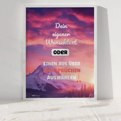 Personalisiertes Poster Sonnenuntergang Gletscher mit Wunschtext & Hintergründen