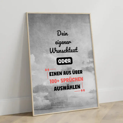 Personalisiertes Poster abstrakt Grau mit Wunschtext & Hintergründen