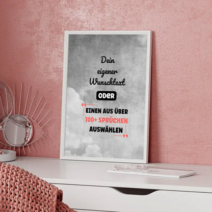 Personalisiertes Poster graue Wolken mit Wunschtext & Hintergründen