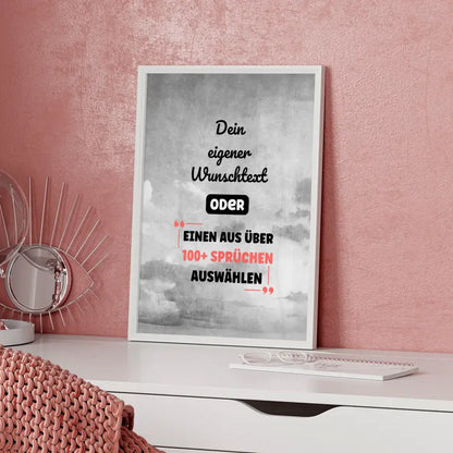 Personalisiertes Poster abstrakt Grau mit Wunschtext & Hintergründen