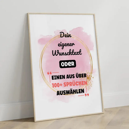 Personalisiertes Poster Wasserfarben Pink mit Wunschtext & Hintergründen