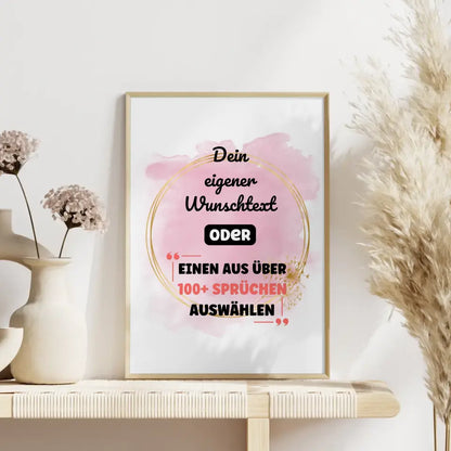 Personalisiertes Poster Wasserfarben Pink mit Wunschtext & Hintergründen