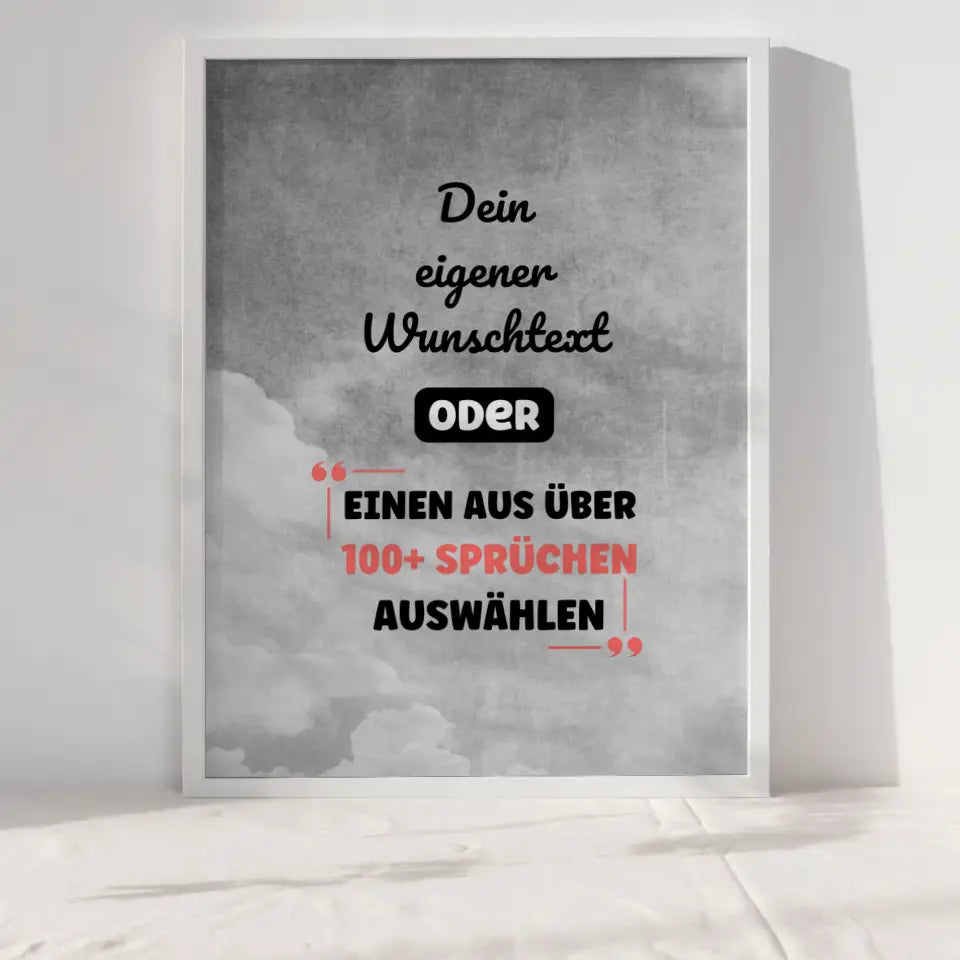 Personalisiertes Poster graue Wolken mit Wunschtext & Hintergründen