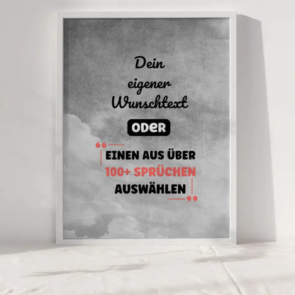 Personalisiertes Poster graue Wolken mit Wunschtext & Hintergründen